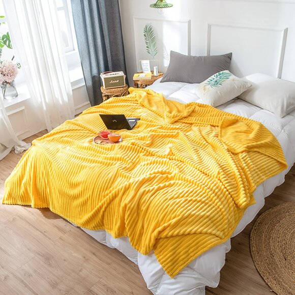 SOGA Yellow Throw Blanket – Soft Cozy Warm Blanket for Bed, Sofa & Couch - Picture 4 of 13
